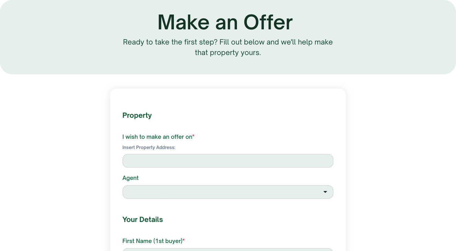Kindred Make an Offer form